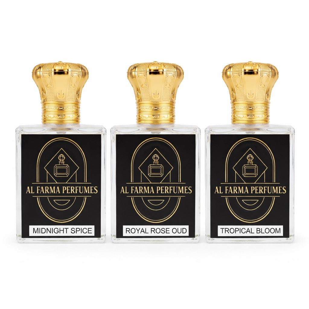 AL FARMA TRIO OFFER: 3 x 50ml Premium Perfumes + FREE 5ml Sample